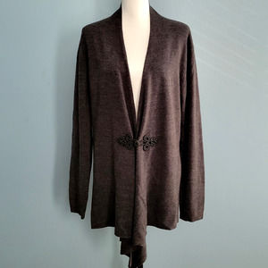 Women's Long Sleeve Gray Cardigan; XXL